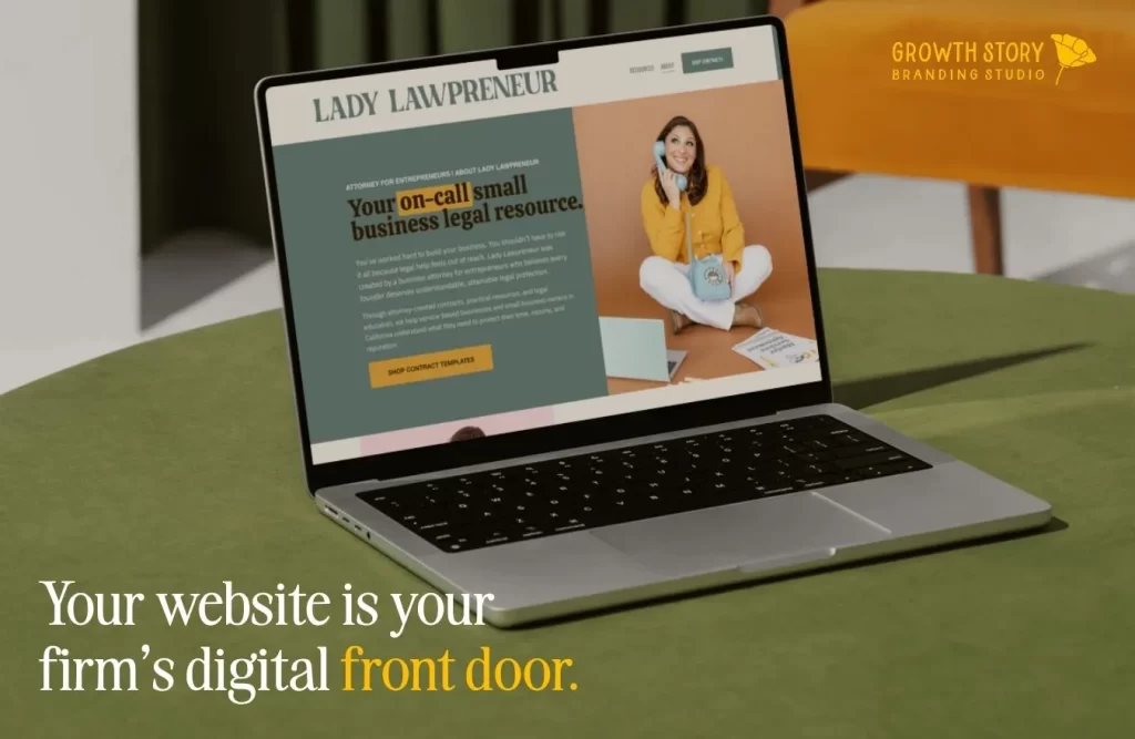 Screenshot of law firm website designed by Growth Story showing an approachable, friendly brand