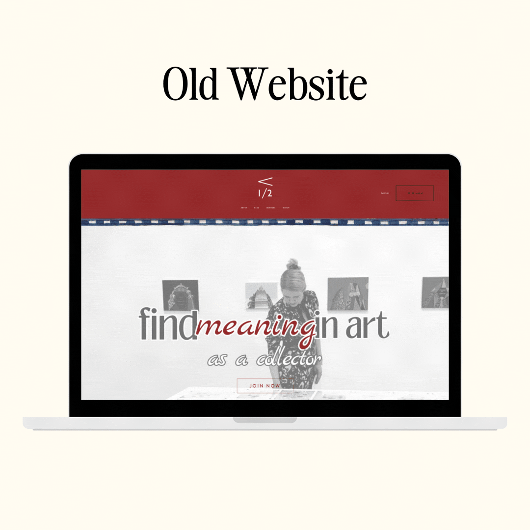 The pre-refresh Less Than Half website and post-refresh design in an animated GIF