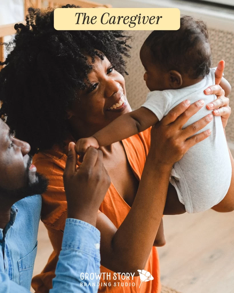 the caregiver archetype depicted by a loving family