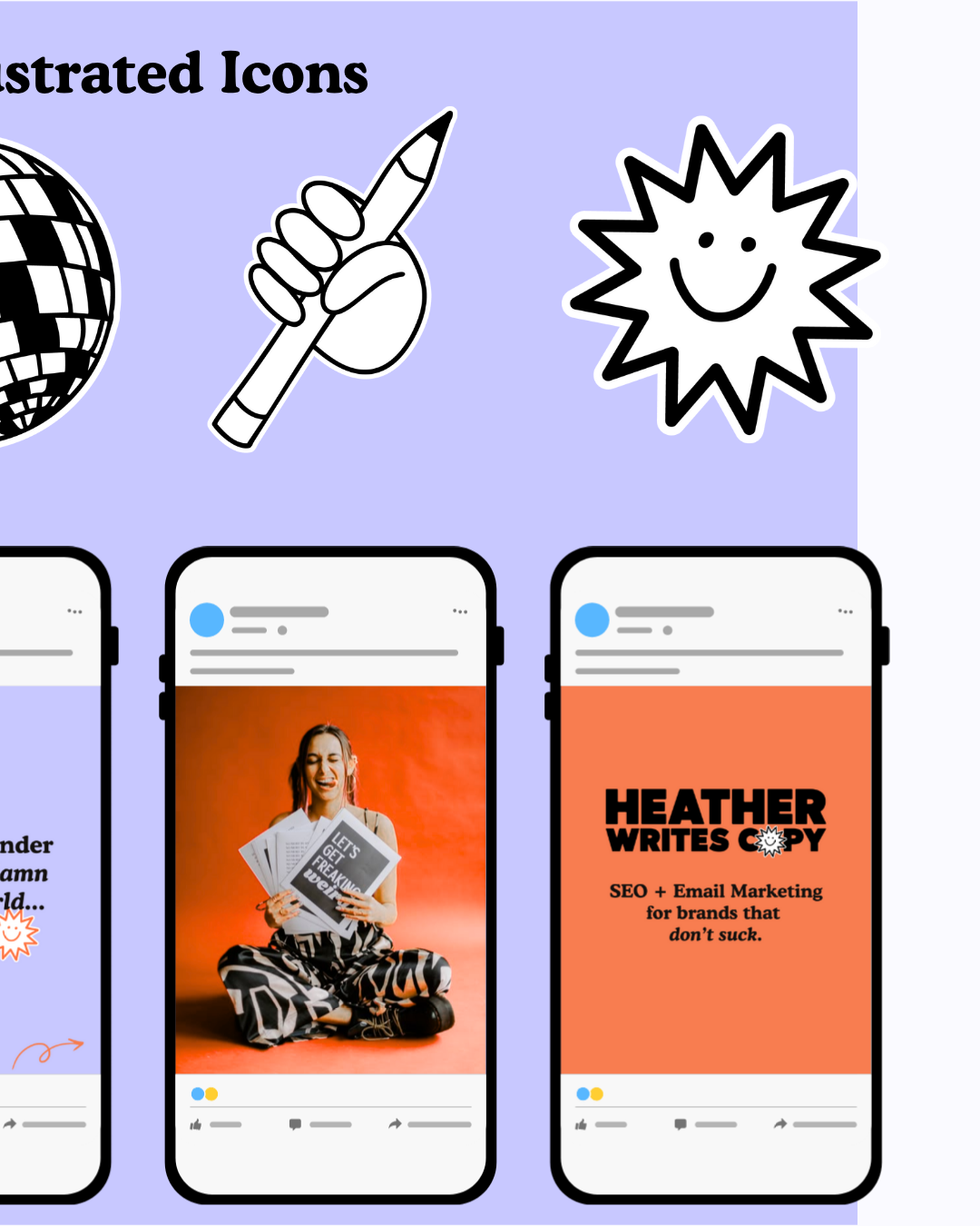 Heather Writes Copy logo variations by growth story copywriter branding