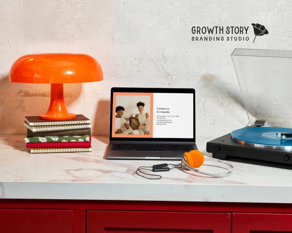 a funky desk with a unique orange lamp represent what it could be like when niching down