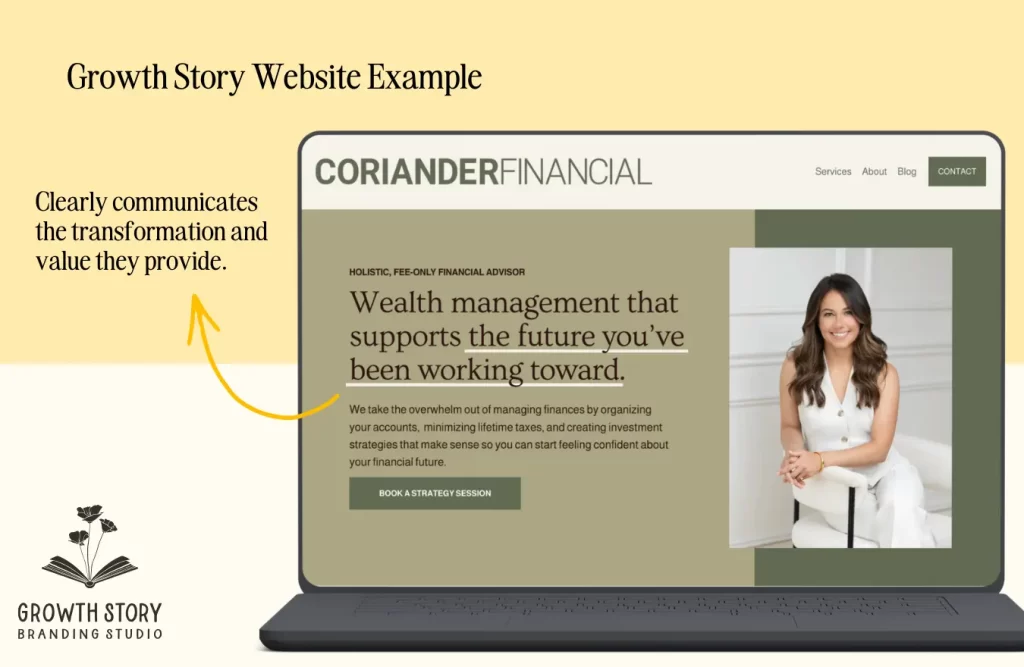 Screenshot of a Growth Story website showing brand clarity