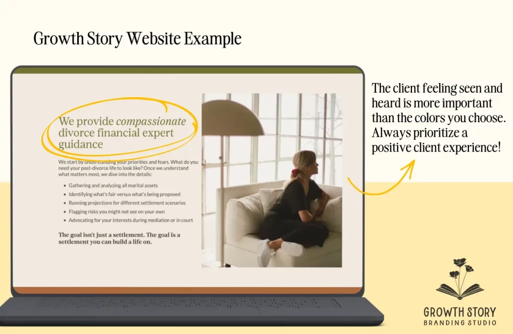 Screenshot of a Growth Story website showing the importance of a positive client experience