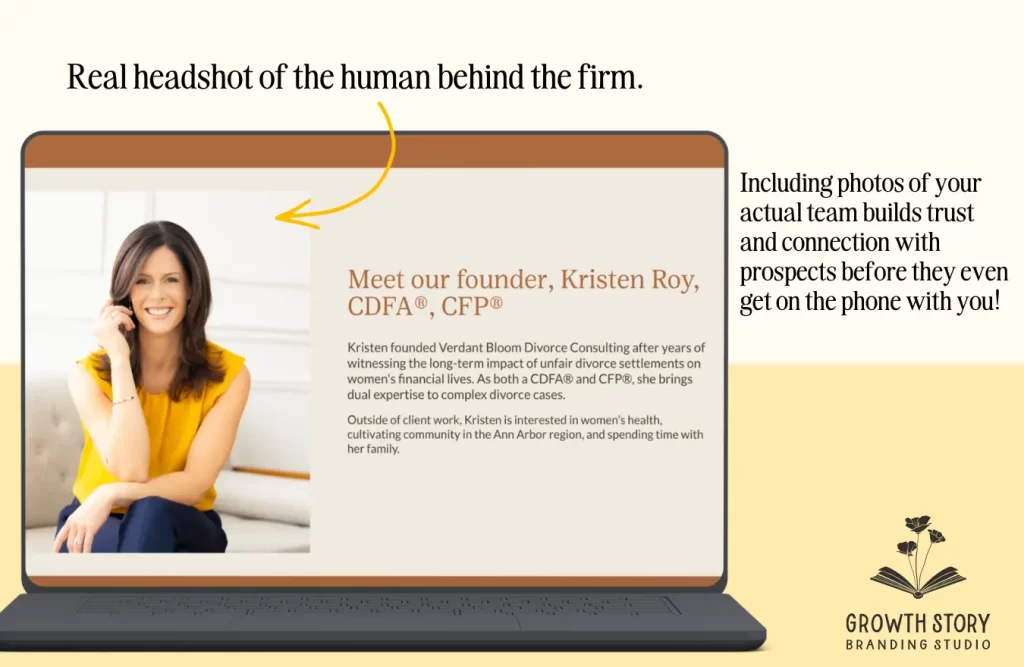 Growth Story website showing firm owner