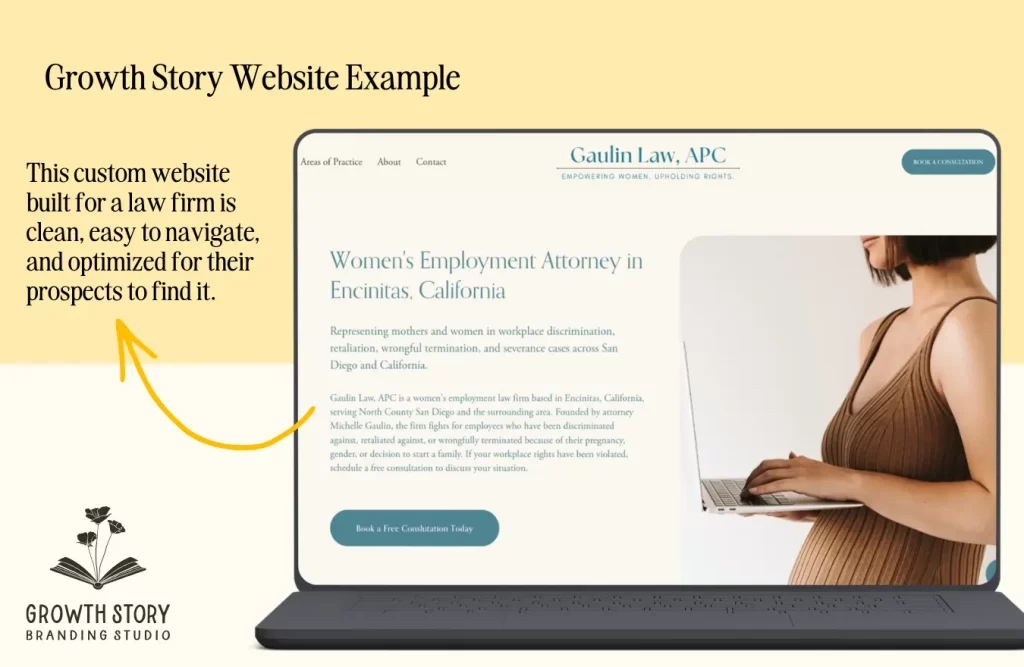 Screenshot of a custom design website built by Growth Story
