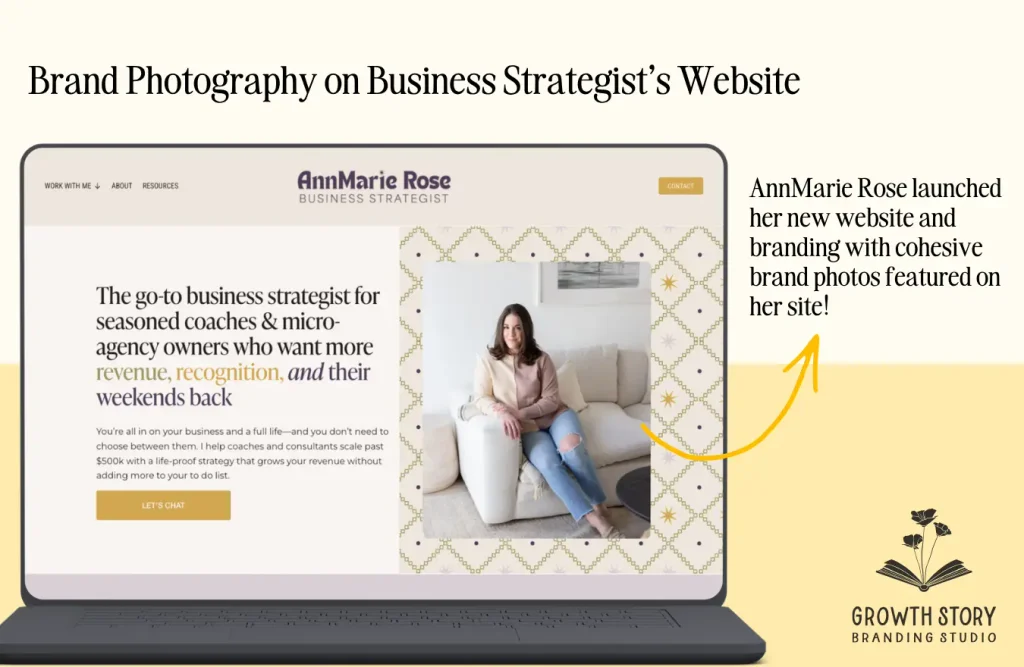 Growth Story client website launch with brand photos on website