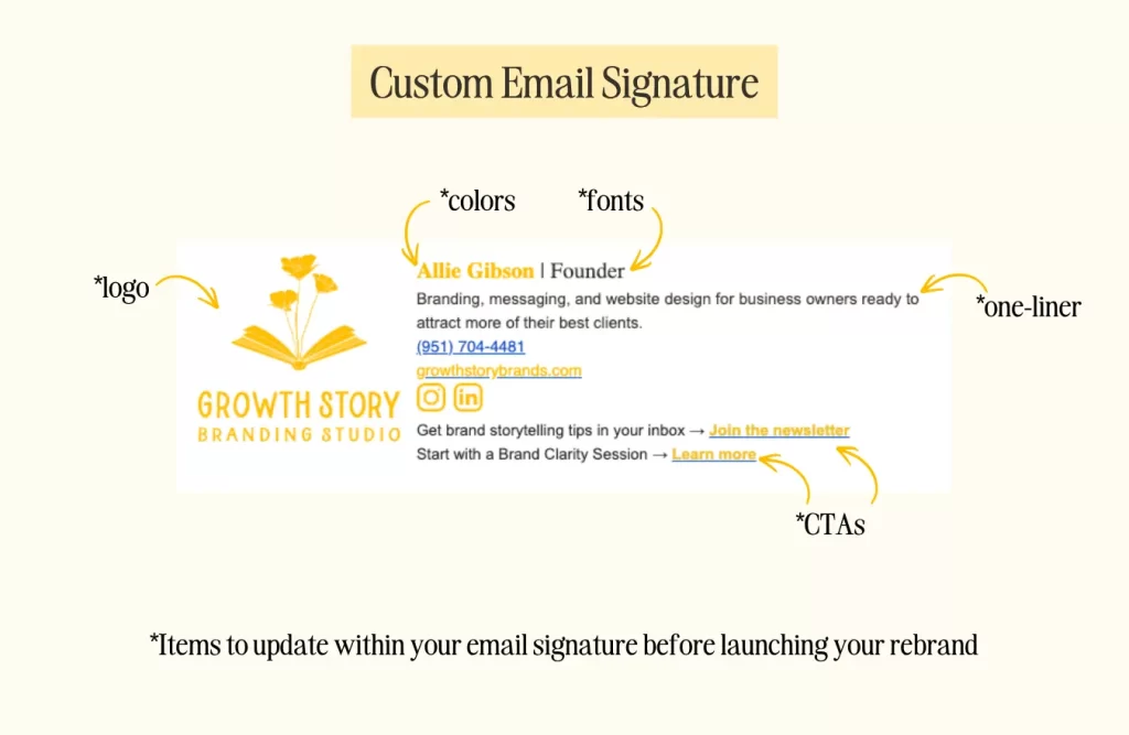 Custom email signature for Growth Story